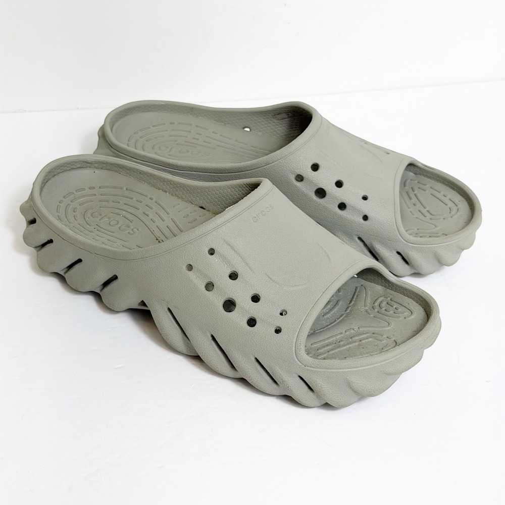 Crocs Echo Slide Men 8 Women 10 Grey Sculpted Lightweight Comfort Sandal